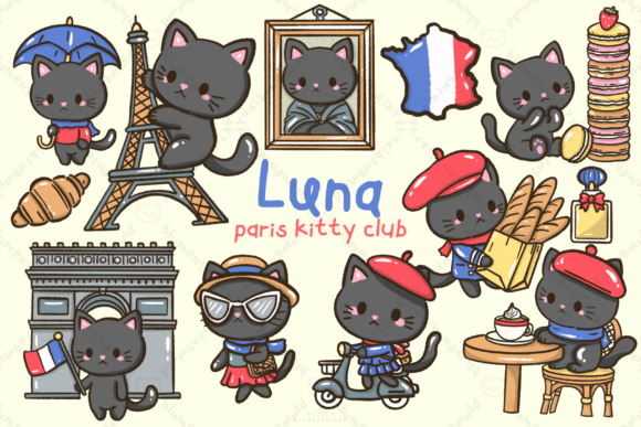Download Kawaii Black Cat Paris Clip Art - Paris Collection