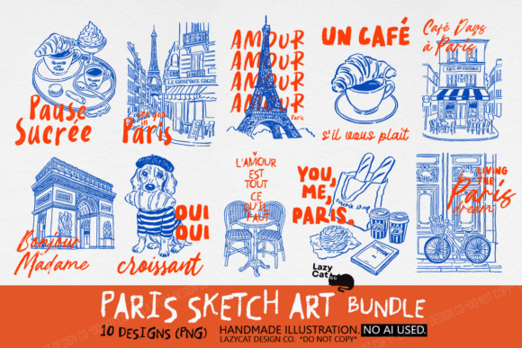 Download Paris Sketch Art PNG Sublimation Bundle - Premium Resources