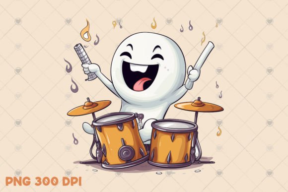 Download Cute Musician Ghost Illustration PNG - Premium Resources